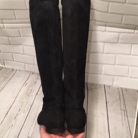 Michel Perry suede boots Black knee high Italy 6.5 - Picture 4 of 8